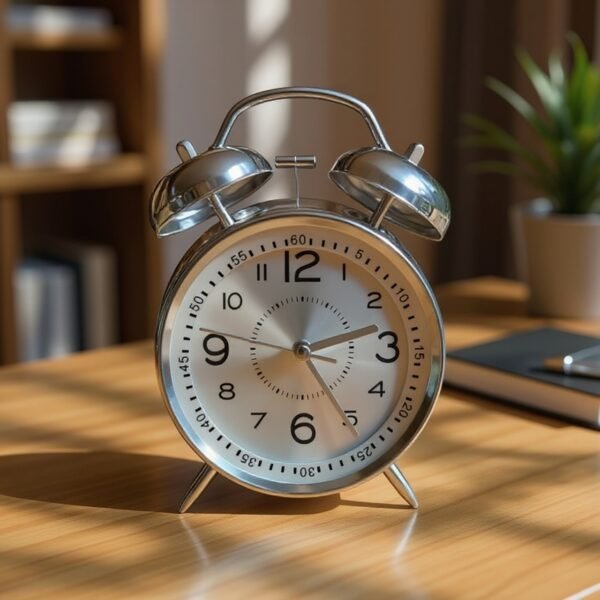 Bell Alarm Silver and White  Clock (TC-204)