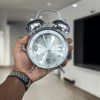 Bell Alarm Silver and White  Clock (TC-204)