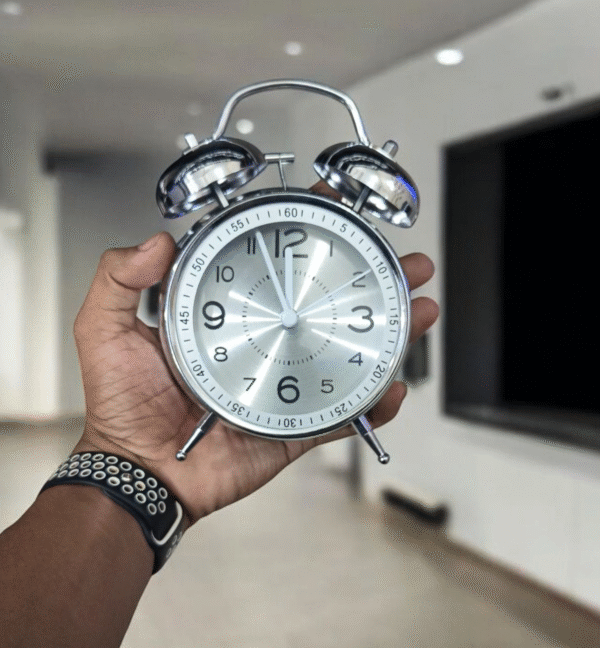 Bell Alarm Silver and White  Clock (TC-204)
