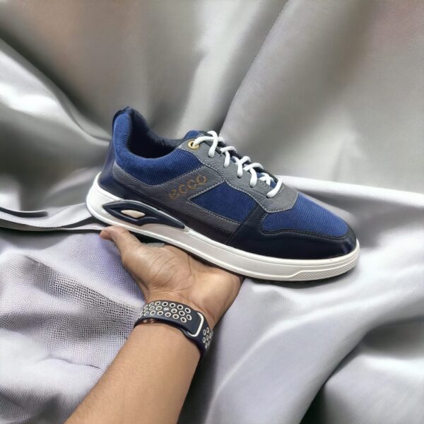 Ecco Premium Nevy Blue And Ash Sneakers For Men (YS-18)