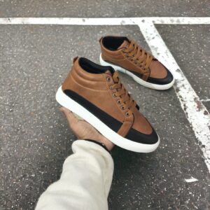 High Neck Best Quality Stylish Black and Bronze Fashionable Sneakers For Men (YS-21)