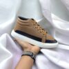 High Neck Best Quality Stylish Black and Bronze Fashionable Sneakers For Men (YS-24)