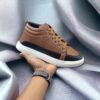 High Neck Best Quality Stylish Black and Bronze Fashionable Sneakers For Men (YS-21)