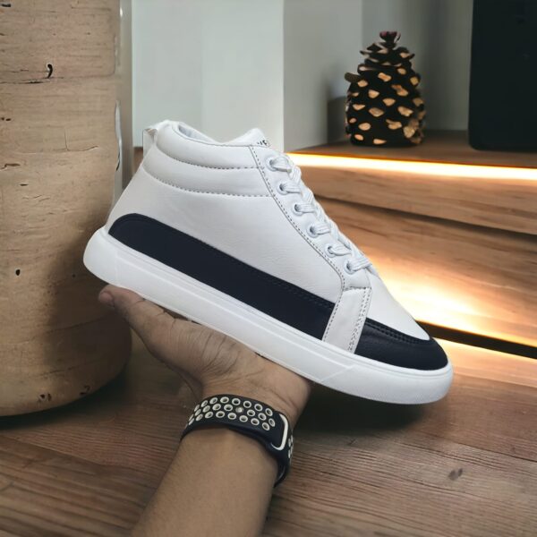High Neck Best Quality Stylish Black and White Fashionable Sneakers For Men (YS-23)