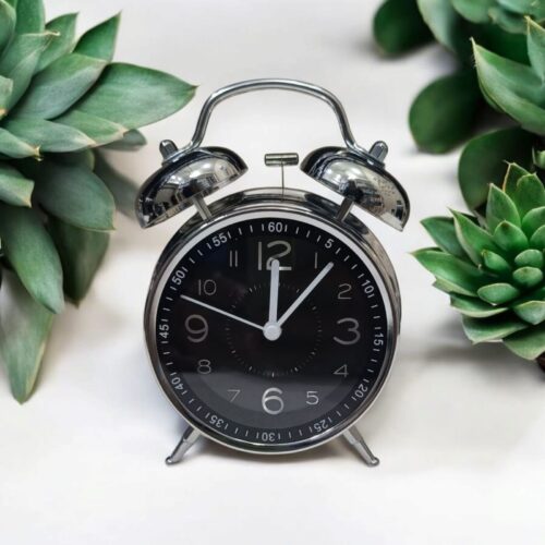 Bell Alarm Silver and Black Clock (TC-202)