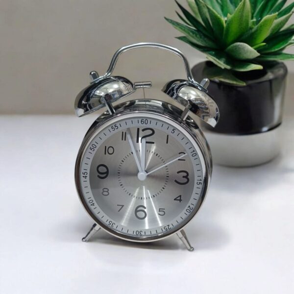 Bell Alarm Silver and White  Clock (TC-204)
