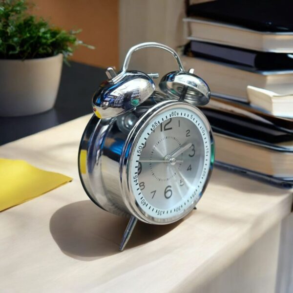 Bell Alarm Silver and White  Clock (TC-204) - Image 2