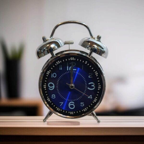 Bell Alarm Silver and Deep blue Clock (TC-205)