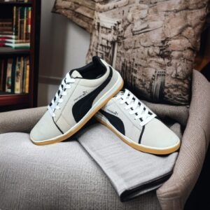 Premium Cream And Black Step Sneakers For Men (YS-33)