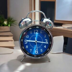 Bell Alarm Silver and Deep blue Clock (TC-235)