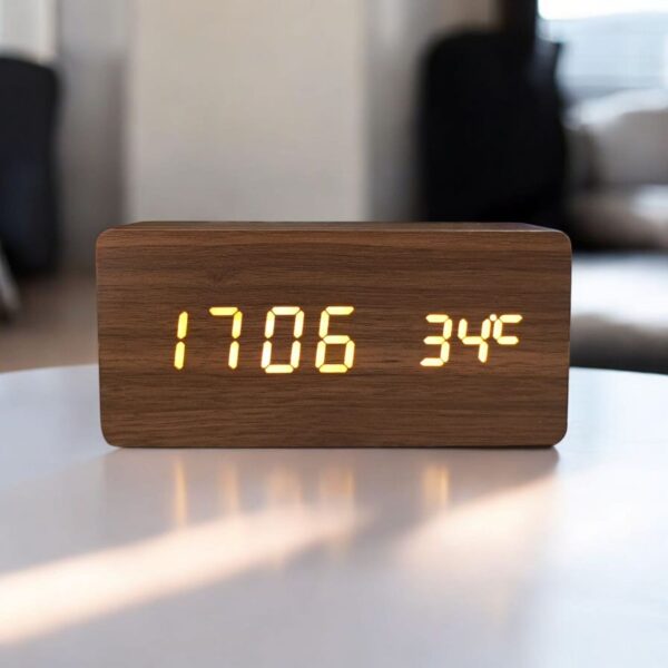 Digirtal Wooden LED Alarm Clock Creamy Brown Colour (WC-304)