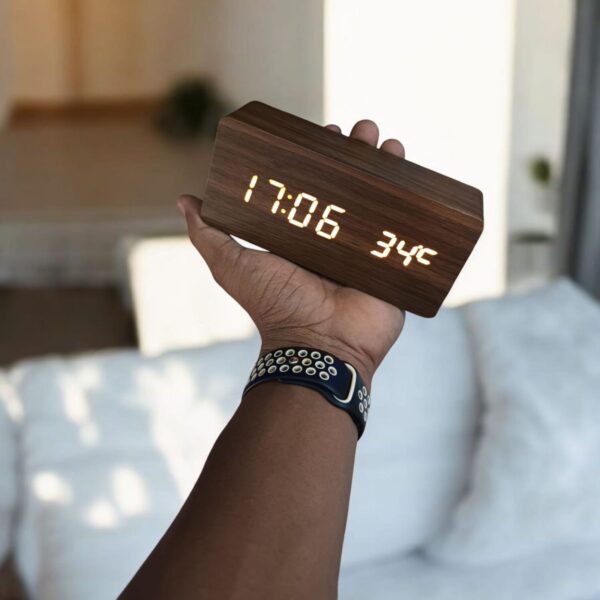 Digirtal Wooden LED Alarm Clock Creamy Brown Colour (WC-304) - Image 3