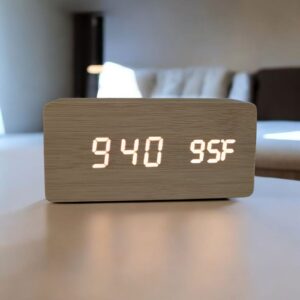 Digirtal Wooden LED Alarm Clock Creamy WHITE Colour (WC-303)