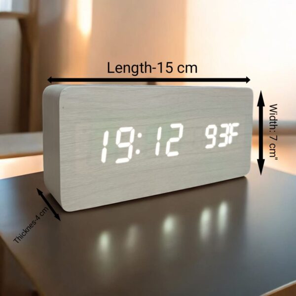 Digirtal Wooden Alarm Clock White Colour(WC-301) - Image 2