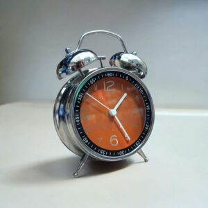 Bell Alarm Silver and Orange Clock (TC-226)