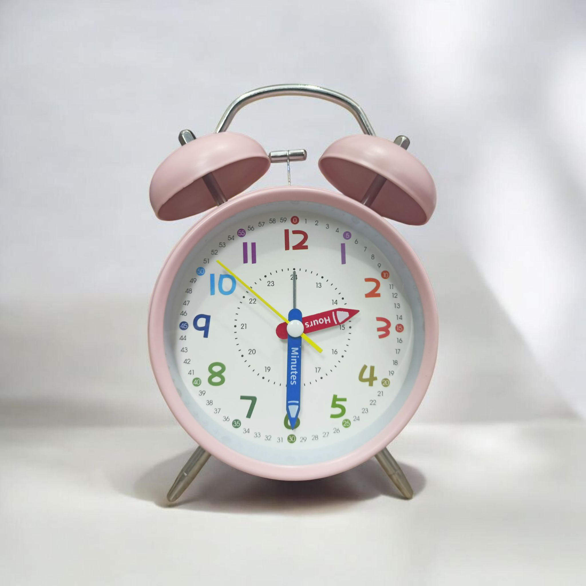 Bell Alarm Pink and White Colours Clock (TC-238)