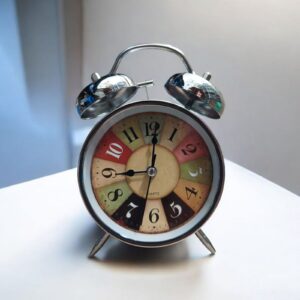 Bell Alarm Silver and White and Multiple Colours Clock (TC-241)