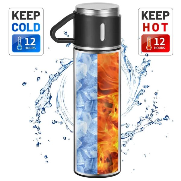 500ML Black Premium Stainless Steel Water Flask (WF-400) - Image 3