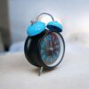 Bell Alarm Black and Light Blue Clock (TC-208)