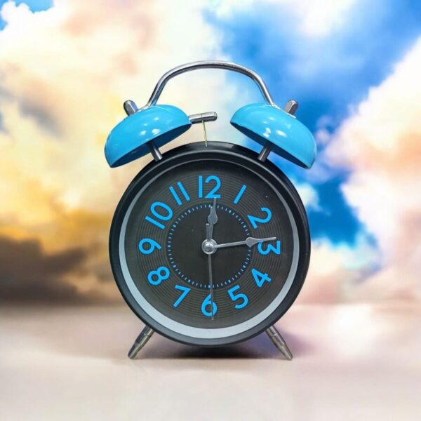Bell Alarm Black and Light Blue Clock (TC-208)