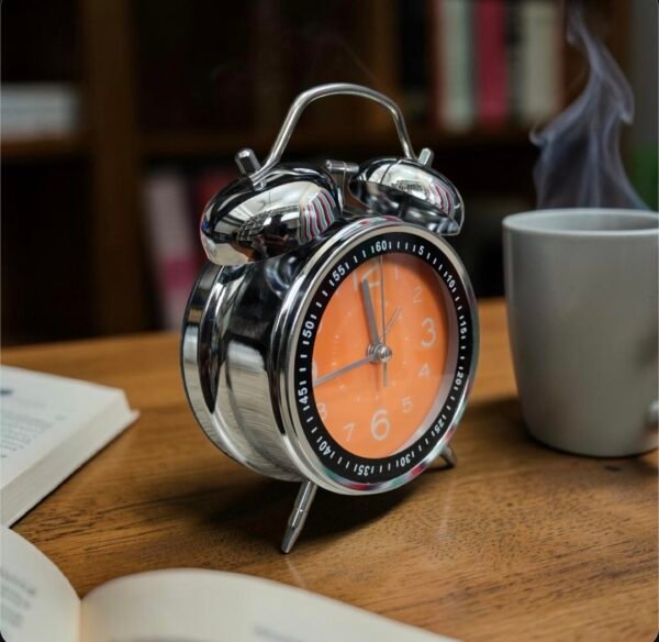 Bell Alarm Silver and Orange Clock(TC-226)