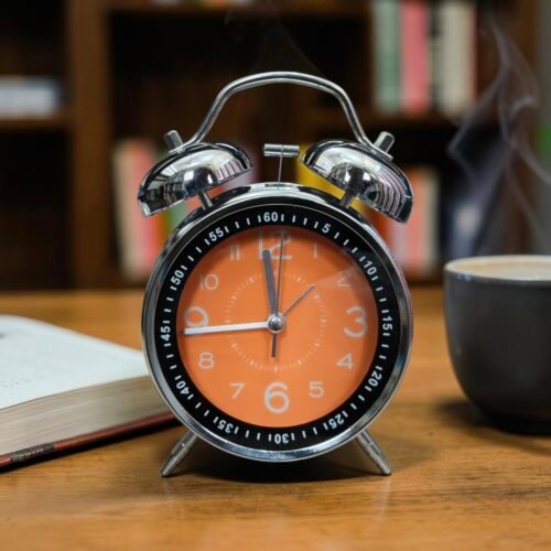 Bell Alarm Silver and Orange Clock(TC-226)