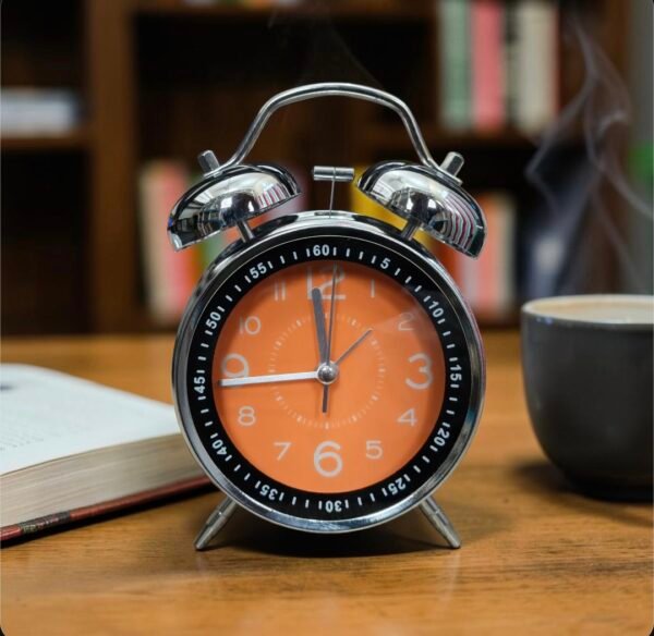 Bell Alarm Silver and Orange Clock(TC-226)