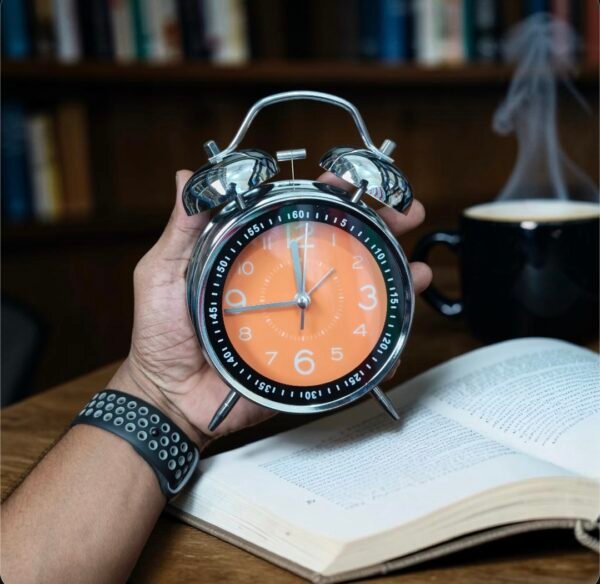Bell Alarm Silver and Orange Clock(TC-226)