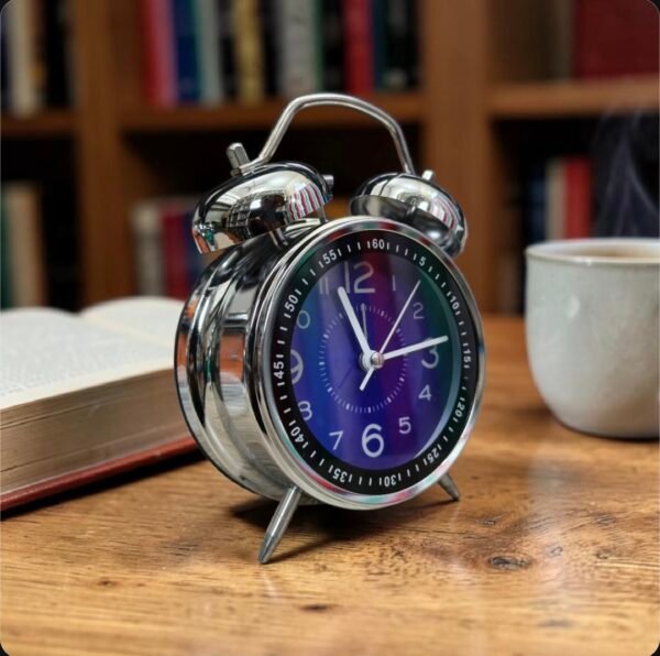 WhatsApp Image 2026-04-12 at 12.42.36 AM Bell Alarm Silver and Deep blue Clock (TC-205)