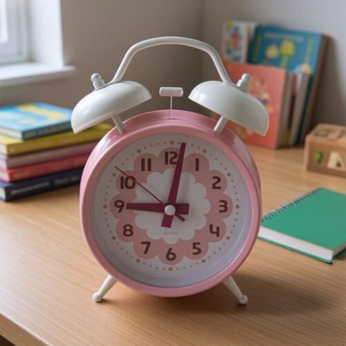 Bell Alarm Pink and White Colours Clock (TC-238)