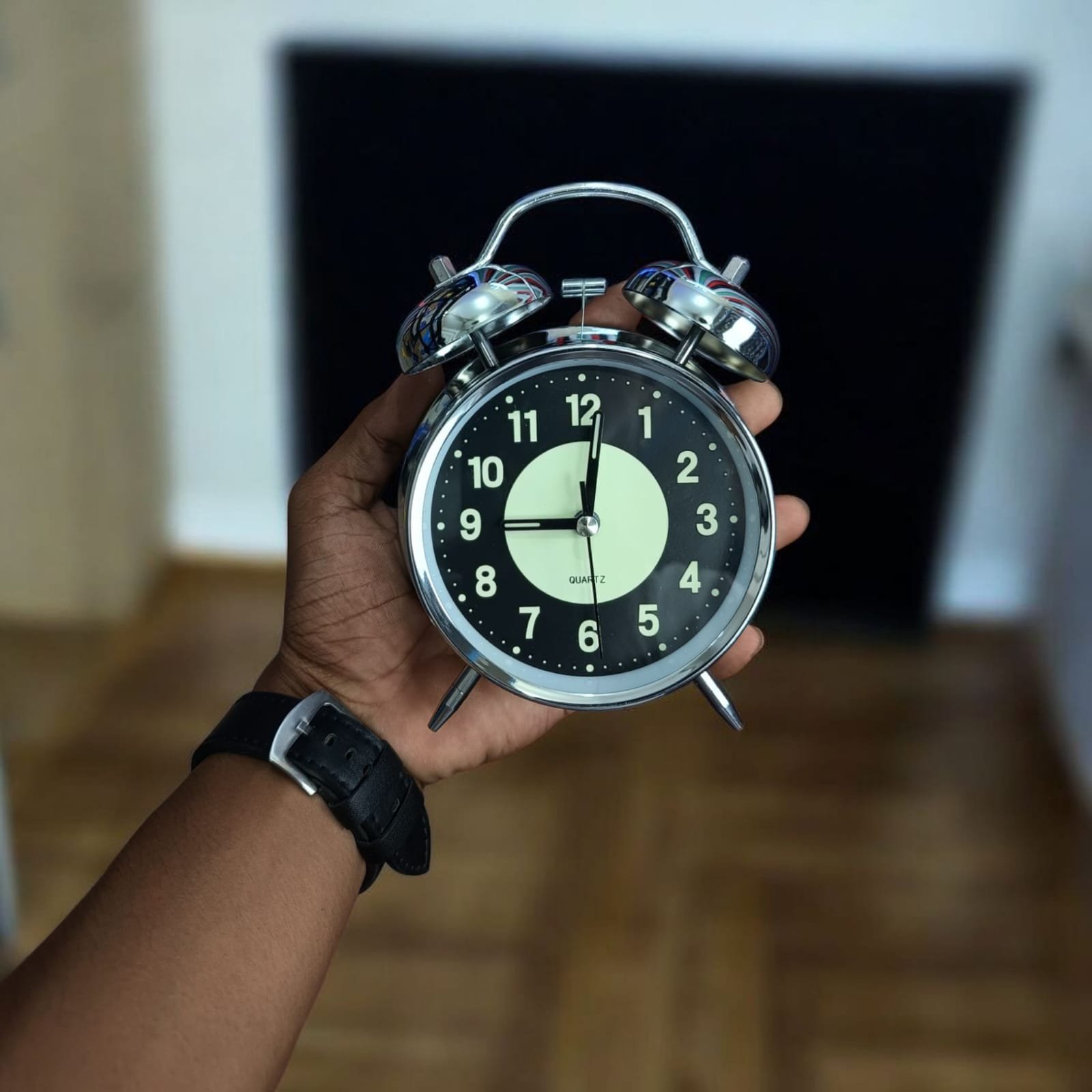 Bell Alarm Silver and Black(RADIUM) Clock (TC-242)