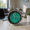 Bell Alarm Silver and Green Clock (TC-218)