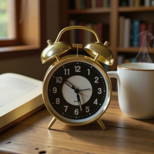 Bell Alarm Golden and black Clock(Radium)- (TC-250)
