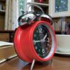 Bell Alarm SIlver,Matt Red and black Clock(Radium)- (TC-250)