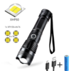 def48b45-bcc6-4d09-8b1f-005d687e7fc4 Zoom Waterproof High Power USB Rechargeable Led Torch Light-(Black)