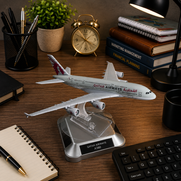 Rotating Stand with Metal QATAR AIRWAYS Aircraft-16 cm (Air-704)