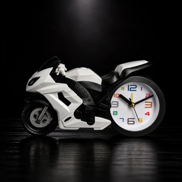 Premium White and Black Motorcycle clock-{8 inchi} (MC-910)