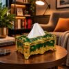 Arabian Royal Golden and Green Tissue Box(TB-101)