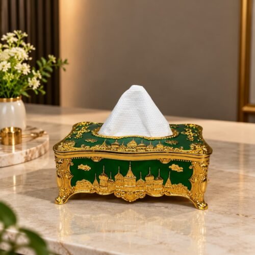 Arabian Royal Golden and Green Tissue Box(TB-101)