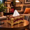 Arabian Royal Golden and Maroon Tissue Box(TB-103)