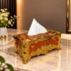 Arabian Royal Golden and Light Orange Tissue Box(TB-106)