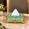Arabian Royal Golden and Sky Blue Tissue Box(TB-107)