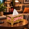 Arabian Royal Golden and Pink Tissue Box(TB-102)