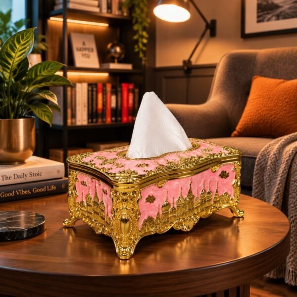 Arabian Royal Golden and Pink Tissue Box(TB-102)